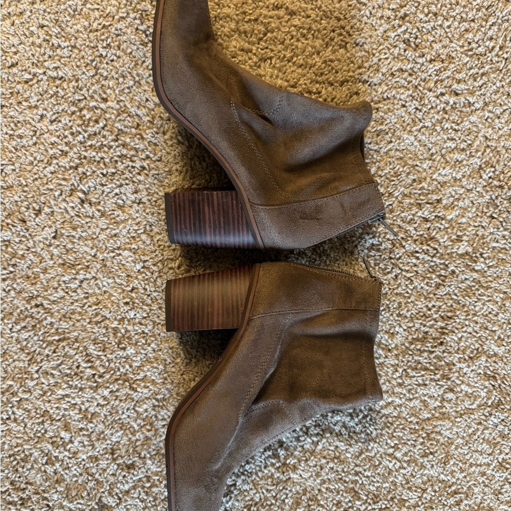 BC Footwear Ankle Booties with Stacked Heel | Taupe | 7.5